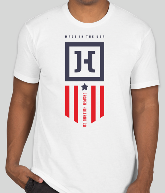 Jasper Holland Co - Patriot Design Mens T-shirt (White)