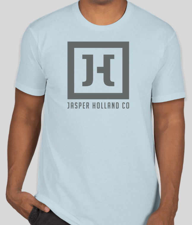 Jasper Holland Co - Square Logo Design Mens T-shirt (Light Blue - Sueded)